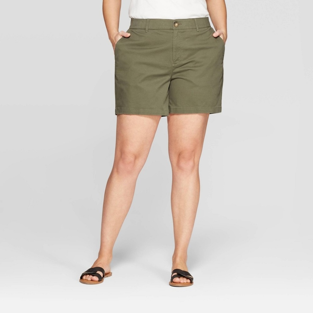 NEW AVA & VIV CHINO SHORTS CASUAL 26W GREEN